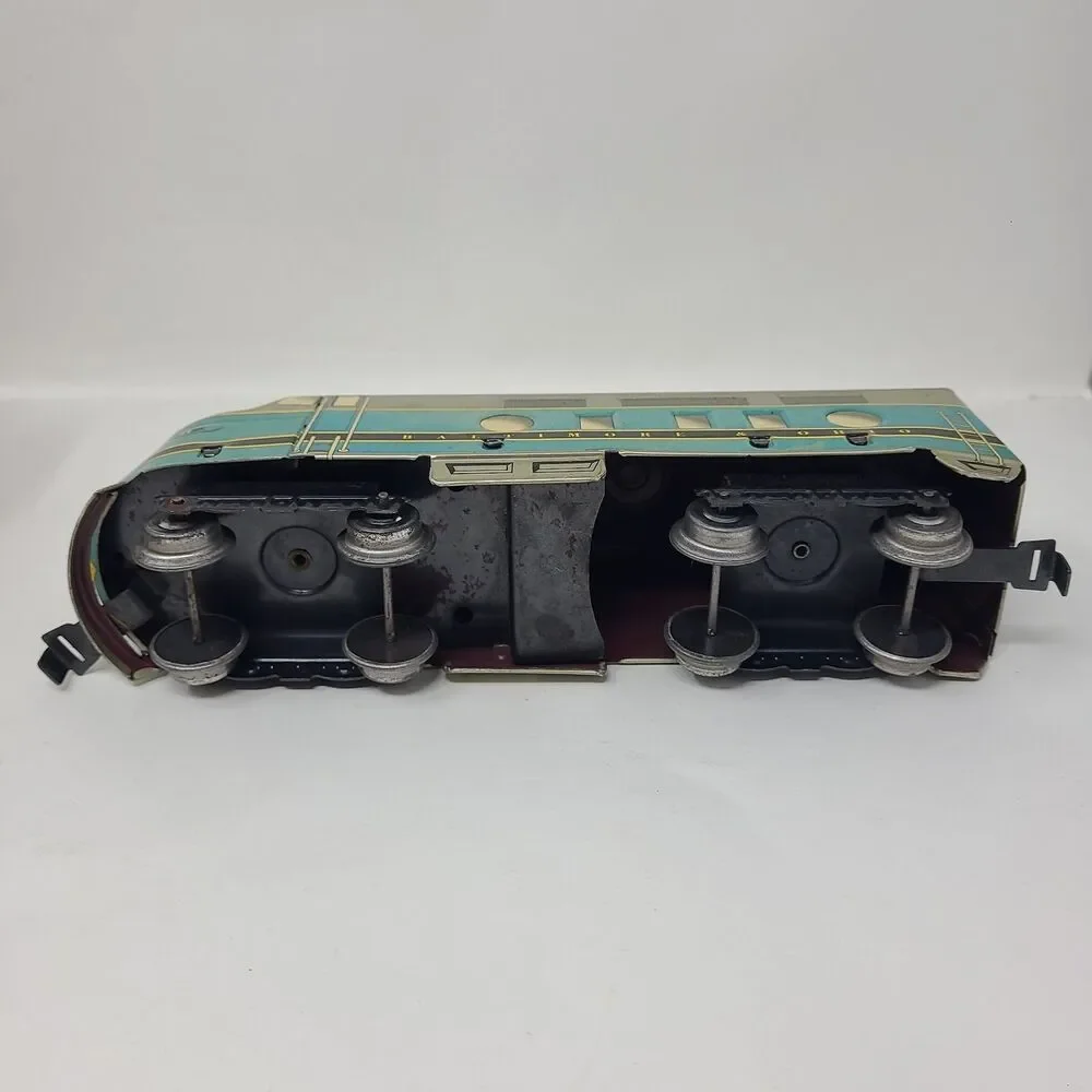 Vintage Marx Tin Train Baltimore & Ohio Locomotive Set w/ Box 5 Cars + Tracks